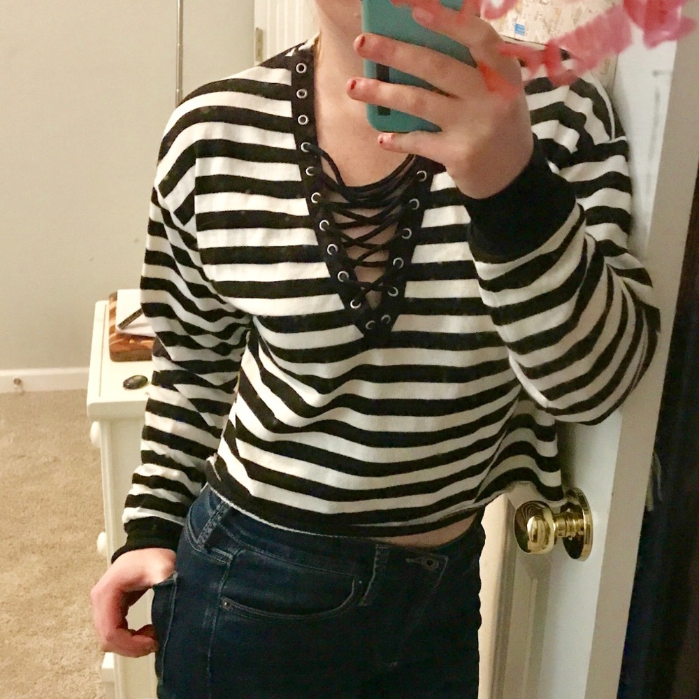 long sleeve shirt with a deep neck